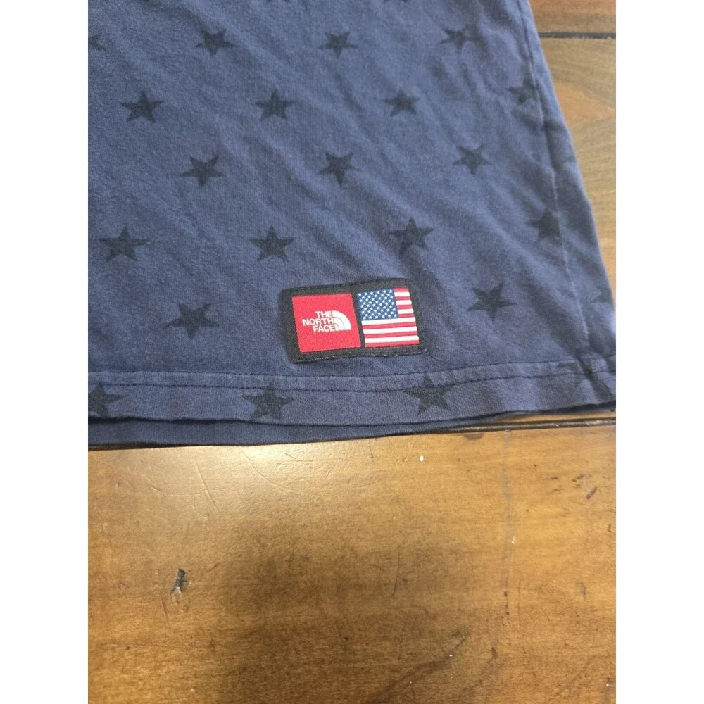 The North Face Graphic Star Print T-Shirt Men's L Blue USA American Flag Patch